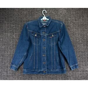 VIntage Ms Lee Jacket Womens 13/14 Blue Cotton Denim Jean Trucker Made In USA